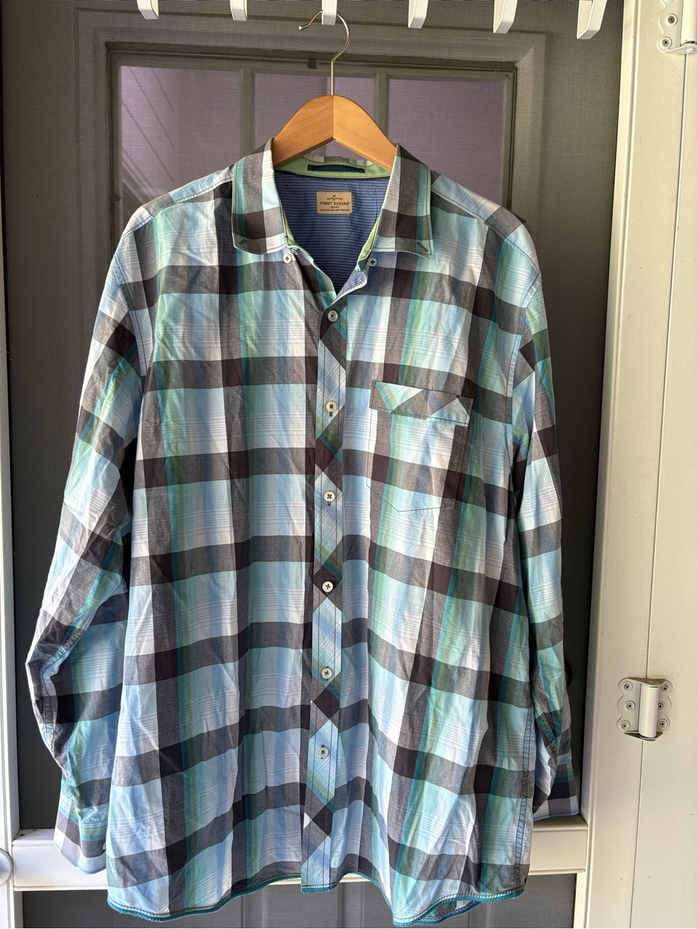 Tommy Bahama Blue and Black Plaid Button-Down Shirt